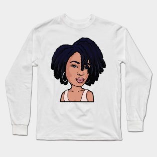 Black Woman with Blue Locs Long Sleeve T-Shirt